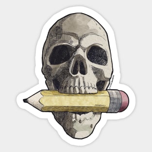 Skull + Pencil Sticker